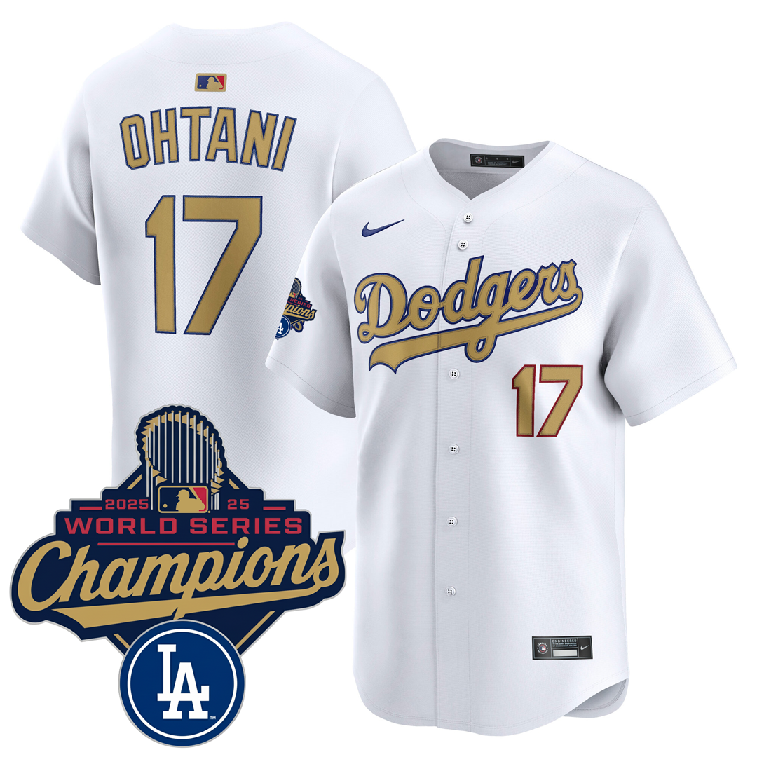 Men's LA Dodgers 25/26 Gold Trim Stitched Jersey - World Series Champions 2025 Patch