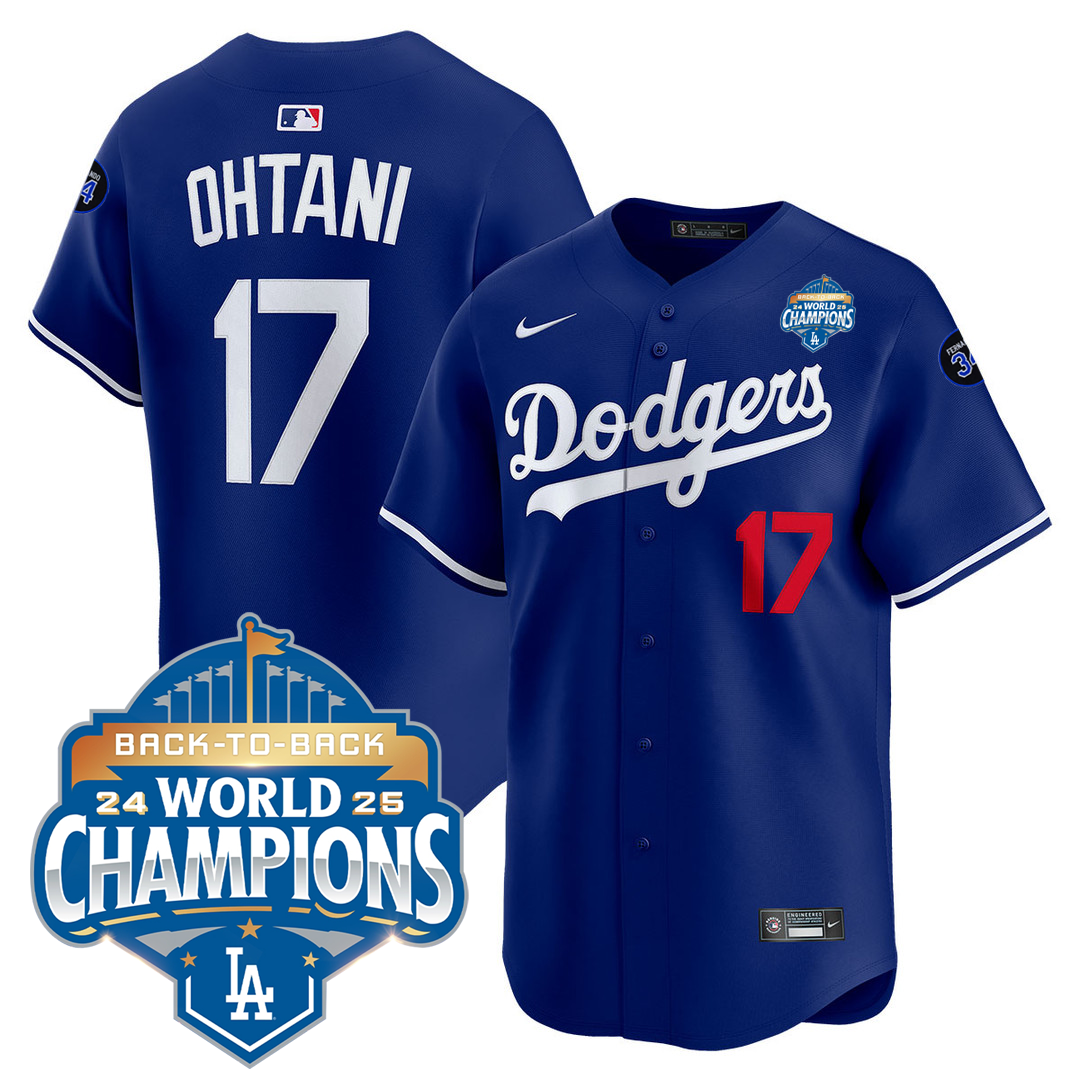 Men's LA Dodgers 25/26 Stitched Jersey - World Series Champions + Back2Back 2025 Patch