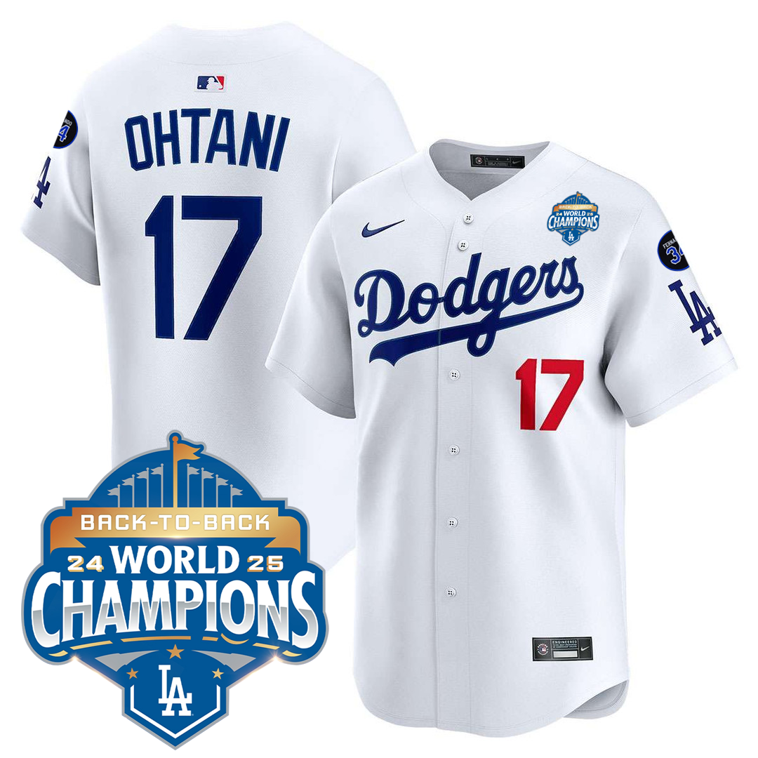 Men's LA Dodgers 25/26 Stitched Jersey - World Series Champions + Back2Back 2025 Patch