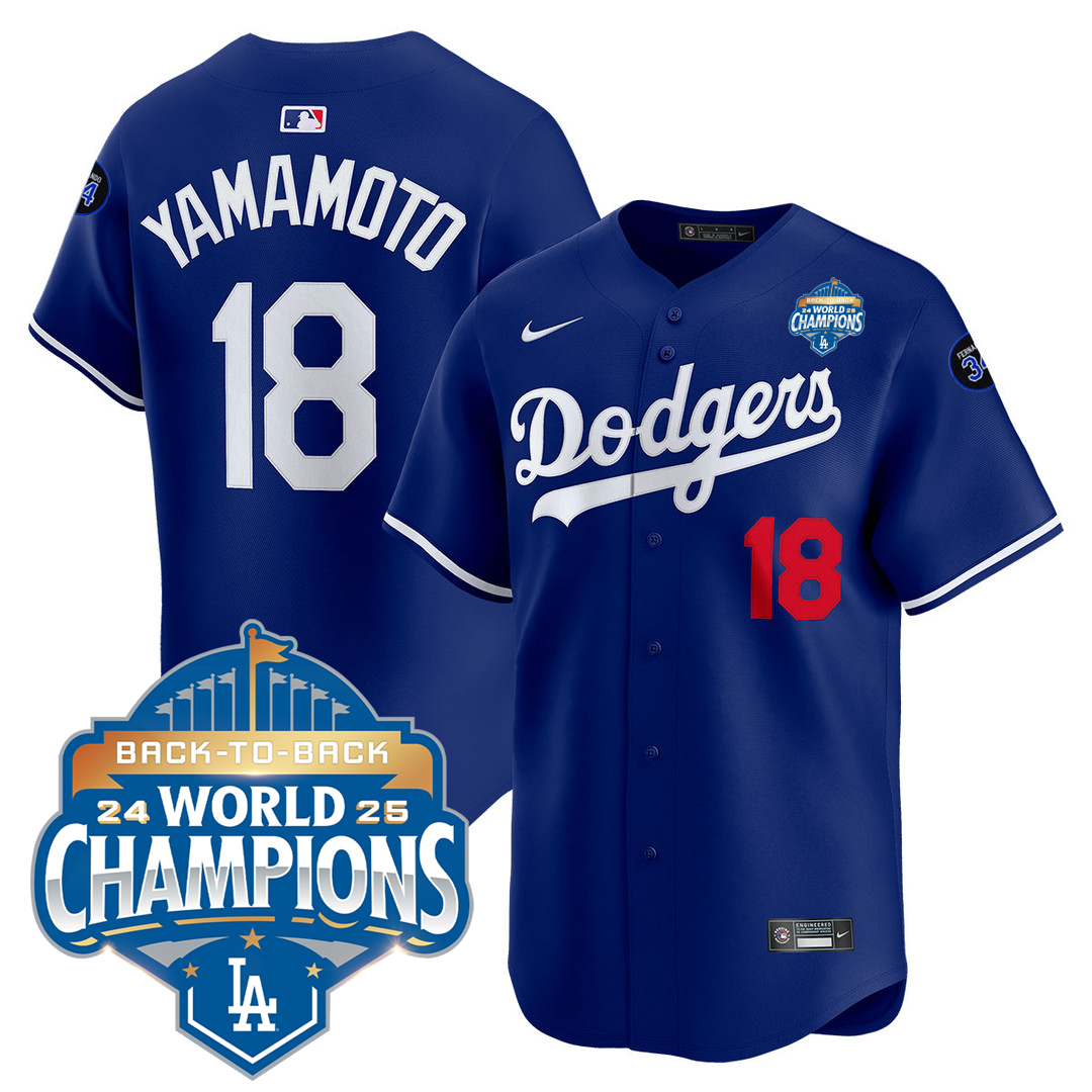 Men's LA Dodgers 25/26 Stitched Jersey - World Series Champions + Back2Back 2025 Patch