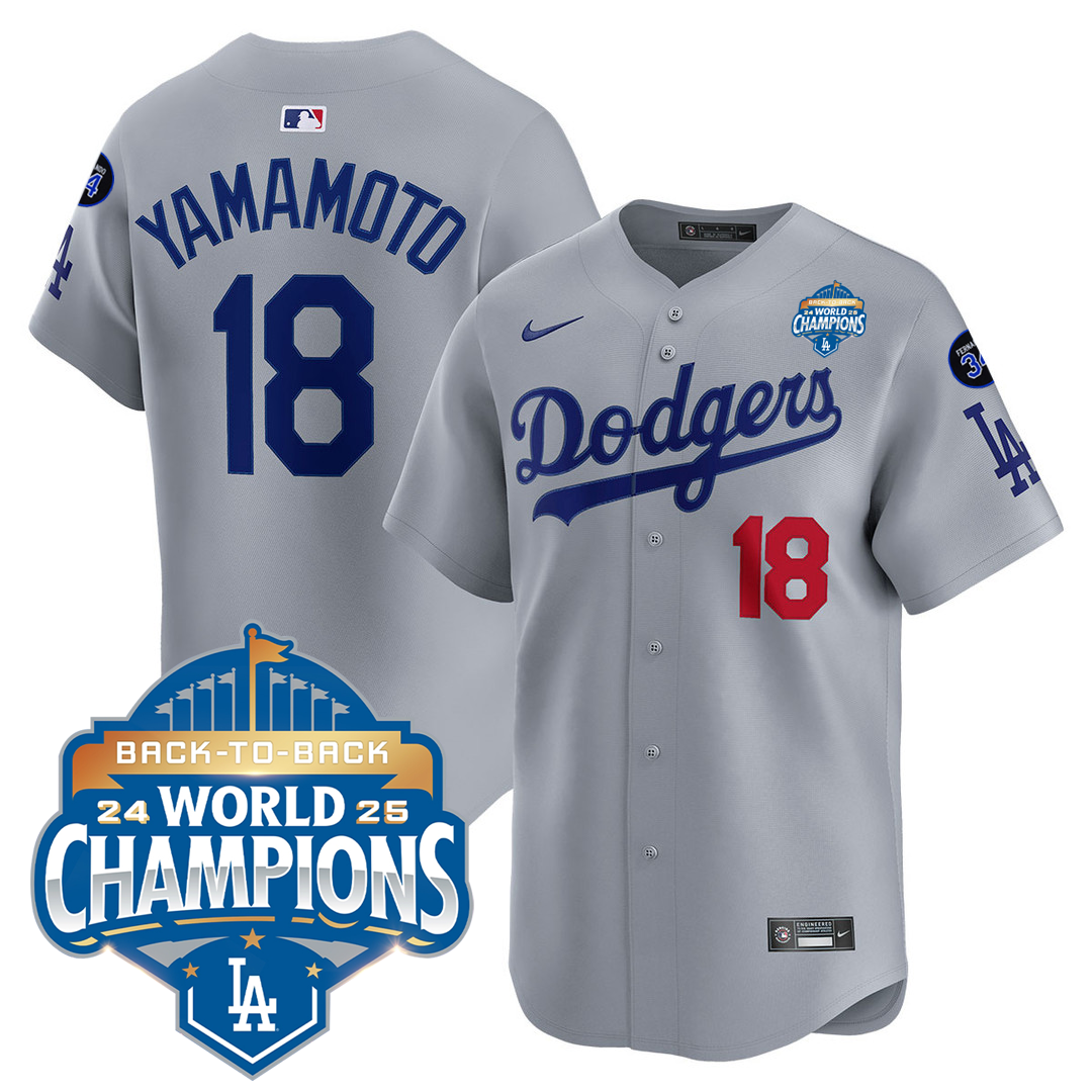 Men's LA Dodgers 25/26 Stitched Jersey - World Series Champions + Back2Back 2025 Patch