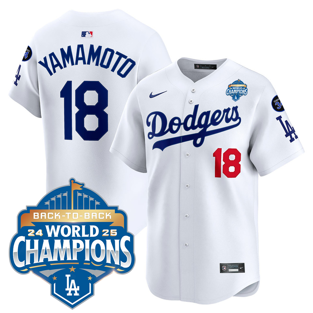 Men's LA Dodgers 25/26 Stitched Jersey - World Series Champions + Back2Back 2025 Patch
