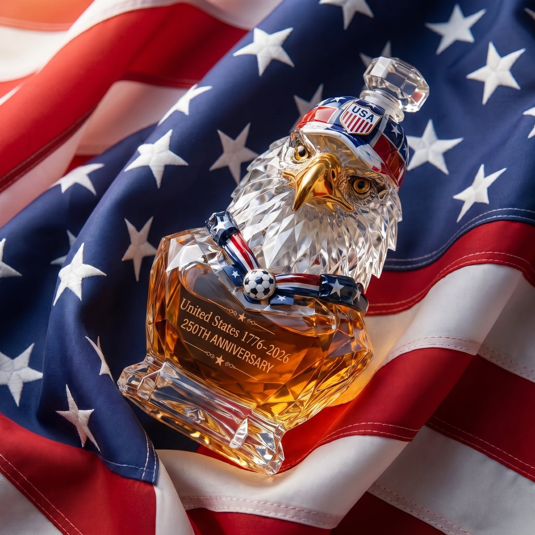 American Eagle 250th Anniversary Soccer Whiskey Bottle