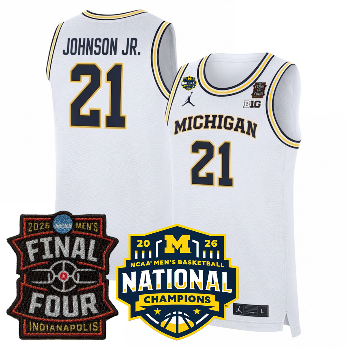 Michigan Wolverines Men's Basketball 25/26 All Stitched Jersey - Final Four + National Champions Patch
