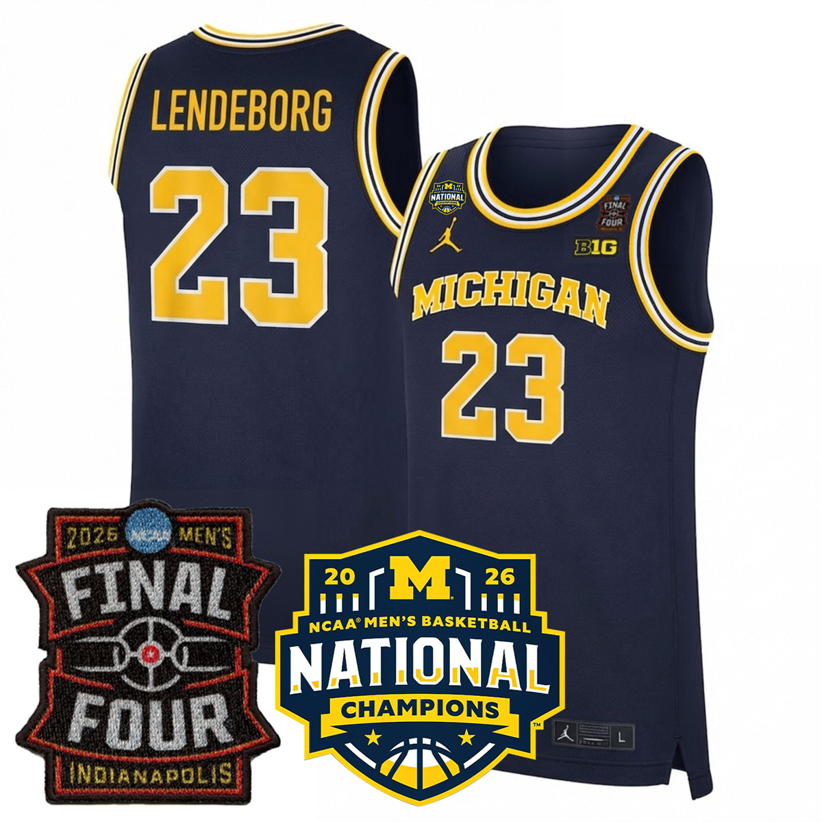 Michigan Wolverines Men's Basketball 25/26 All Stitched Jersey - Final Four + National Champions Patch