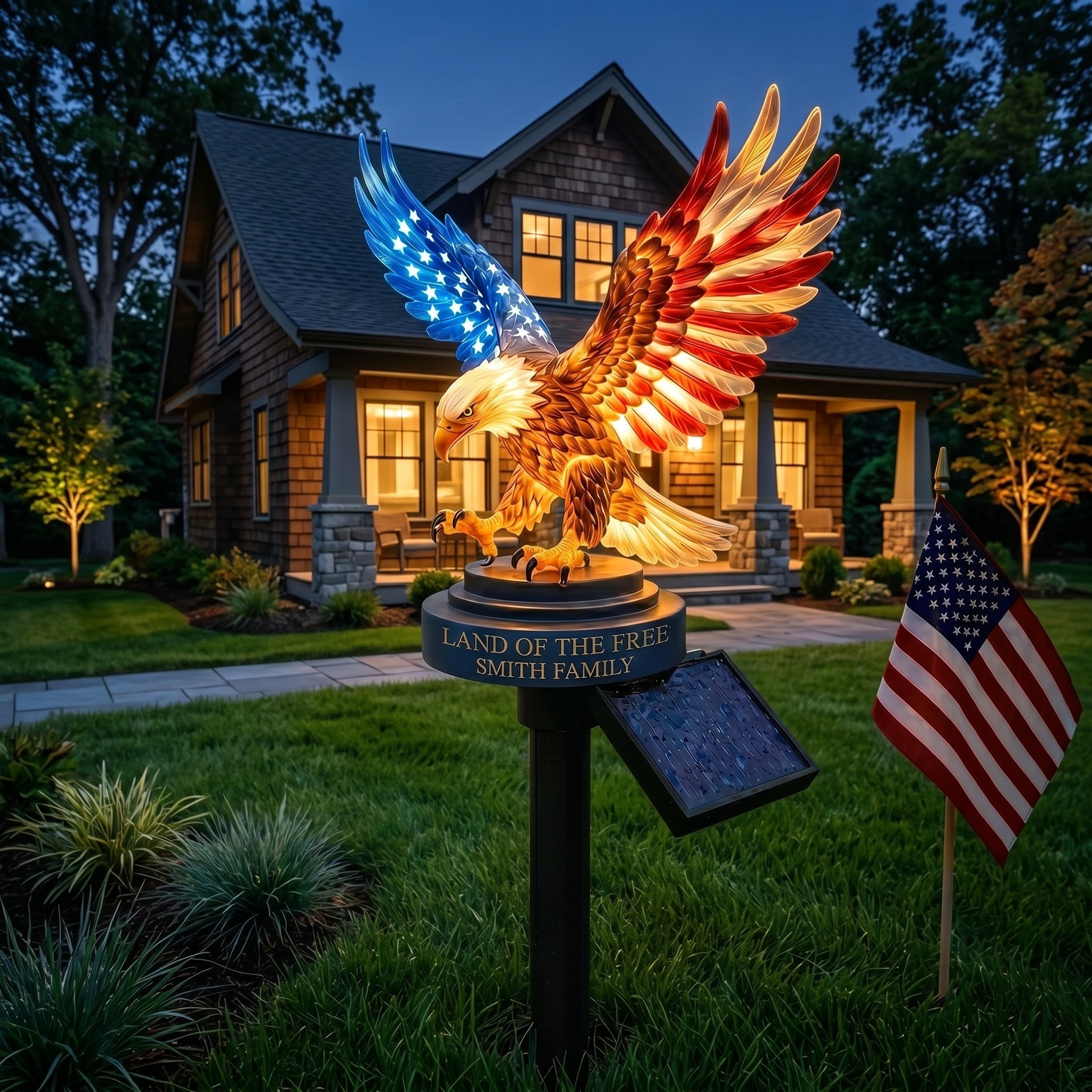 Personalized Solar Eagle Garden Light — detail view 4