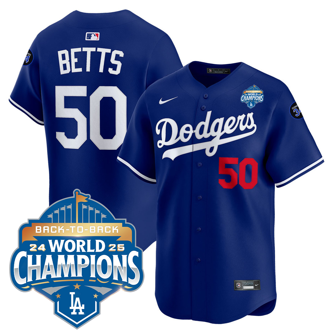Men's LA Dodgers 25/26 Stitched Jersey - World Series Champions + Back2Back 2025 Patch