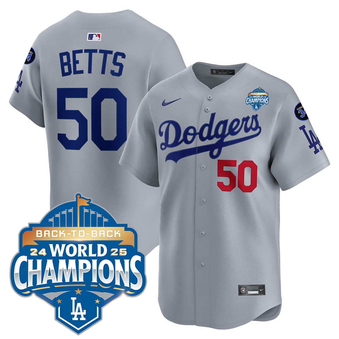 Men's LA Dodgers 25/26 Stitched Jersey - World Series Champions + Back2Back 2025 Patch