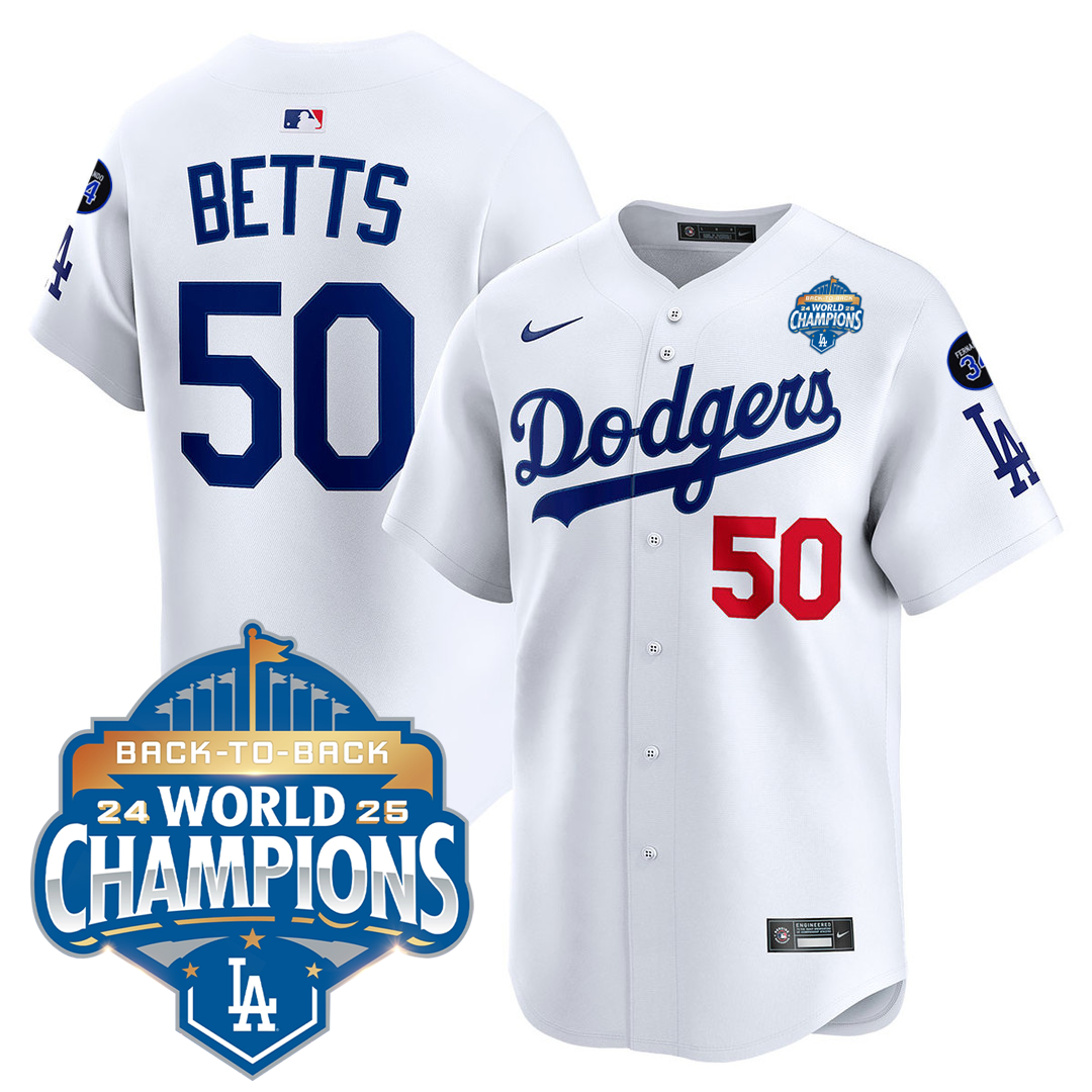 Men's LA Dodgers 25/26 Stitched Jersey - World Series Champions + Back2Back 2025 Patch
