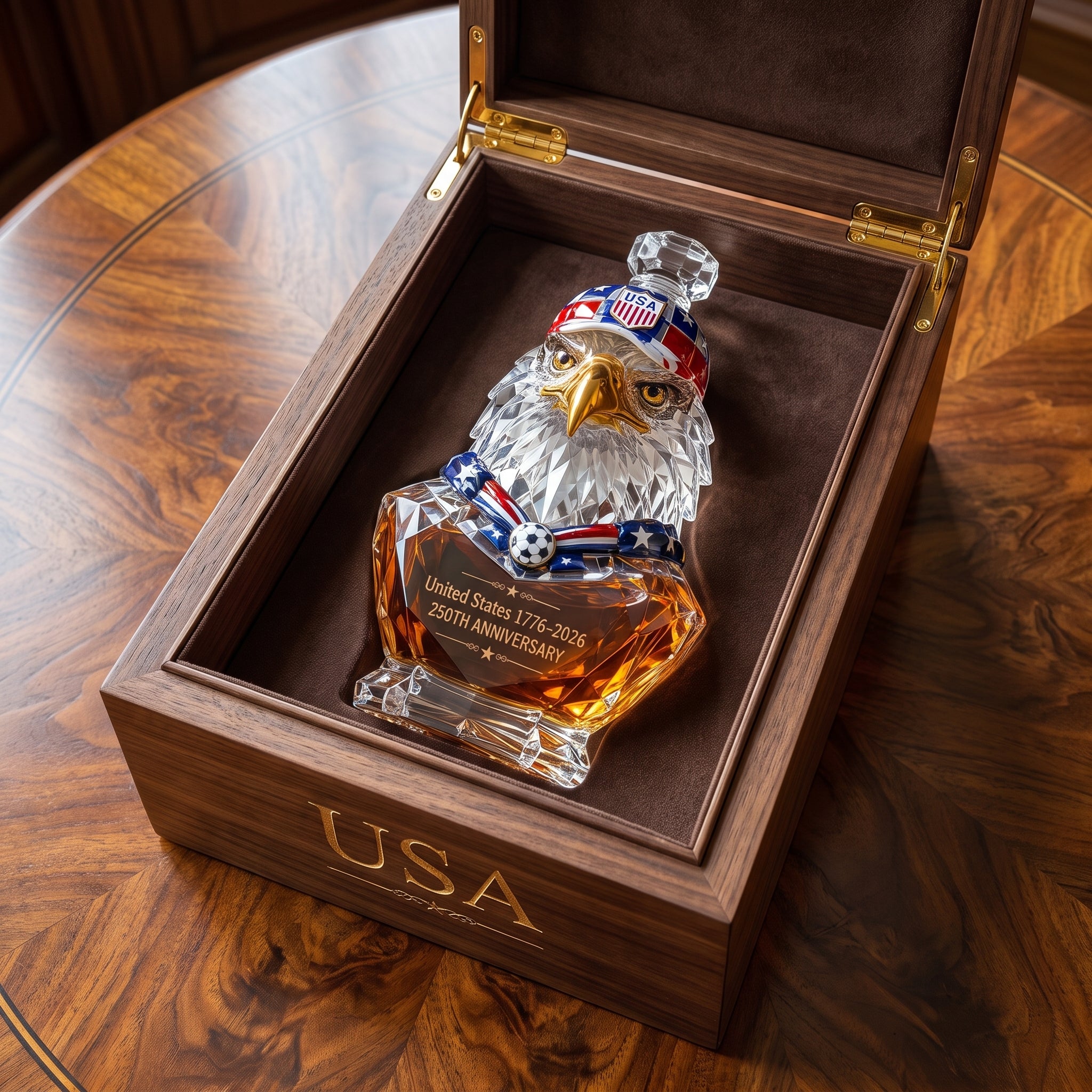 American Eagle 250th Anniversary Soccer Whiskey Bottle
