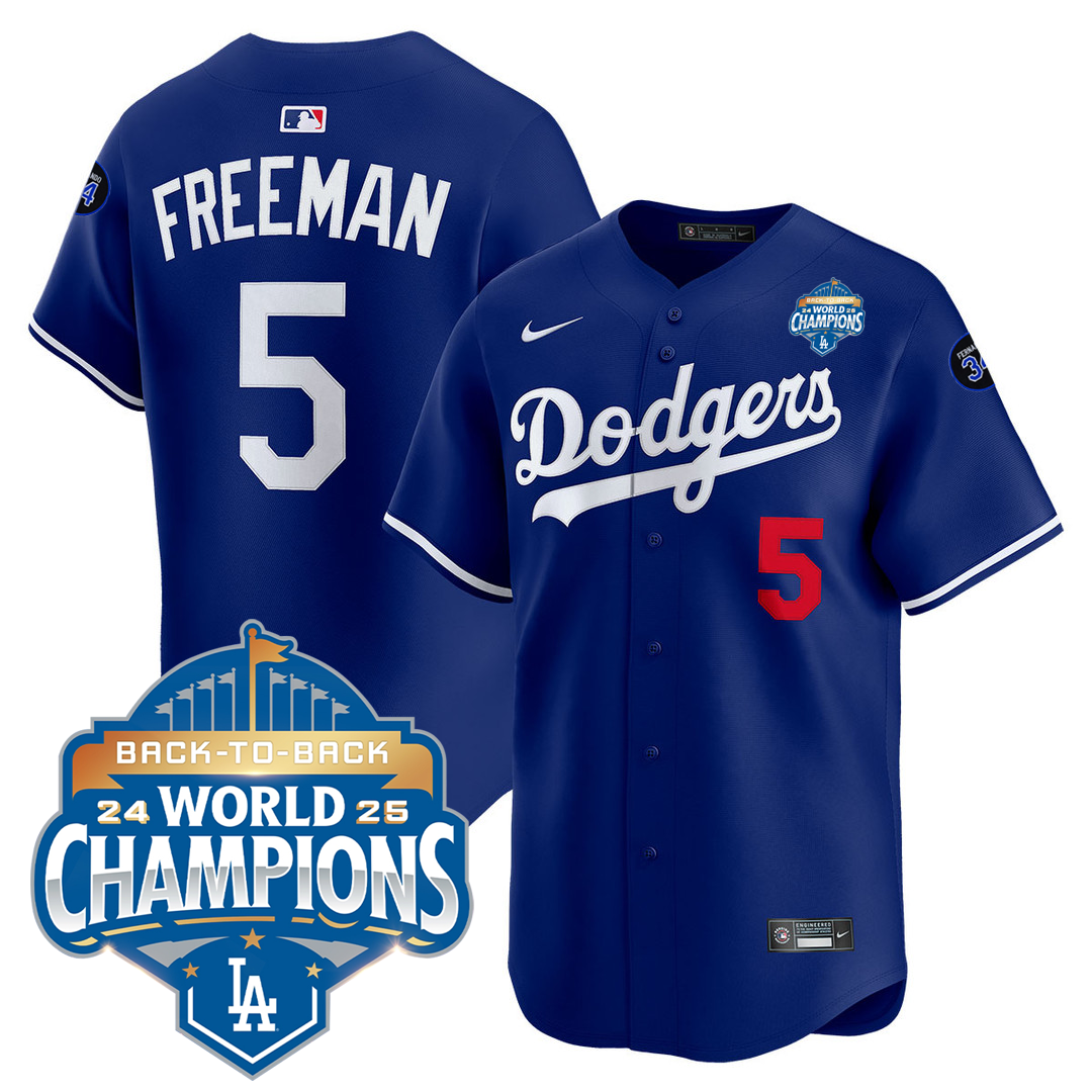 Men's LA Dodgers 25/26 Stitched Jersey - World Series Champions + Back2Back 2025 Patch