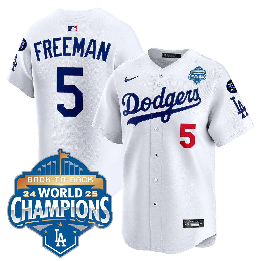 Men's LA Dodgers 25/26 Stitched Jersey - World Series Champions + Back2Back 2025 Patch