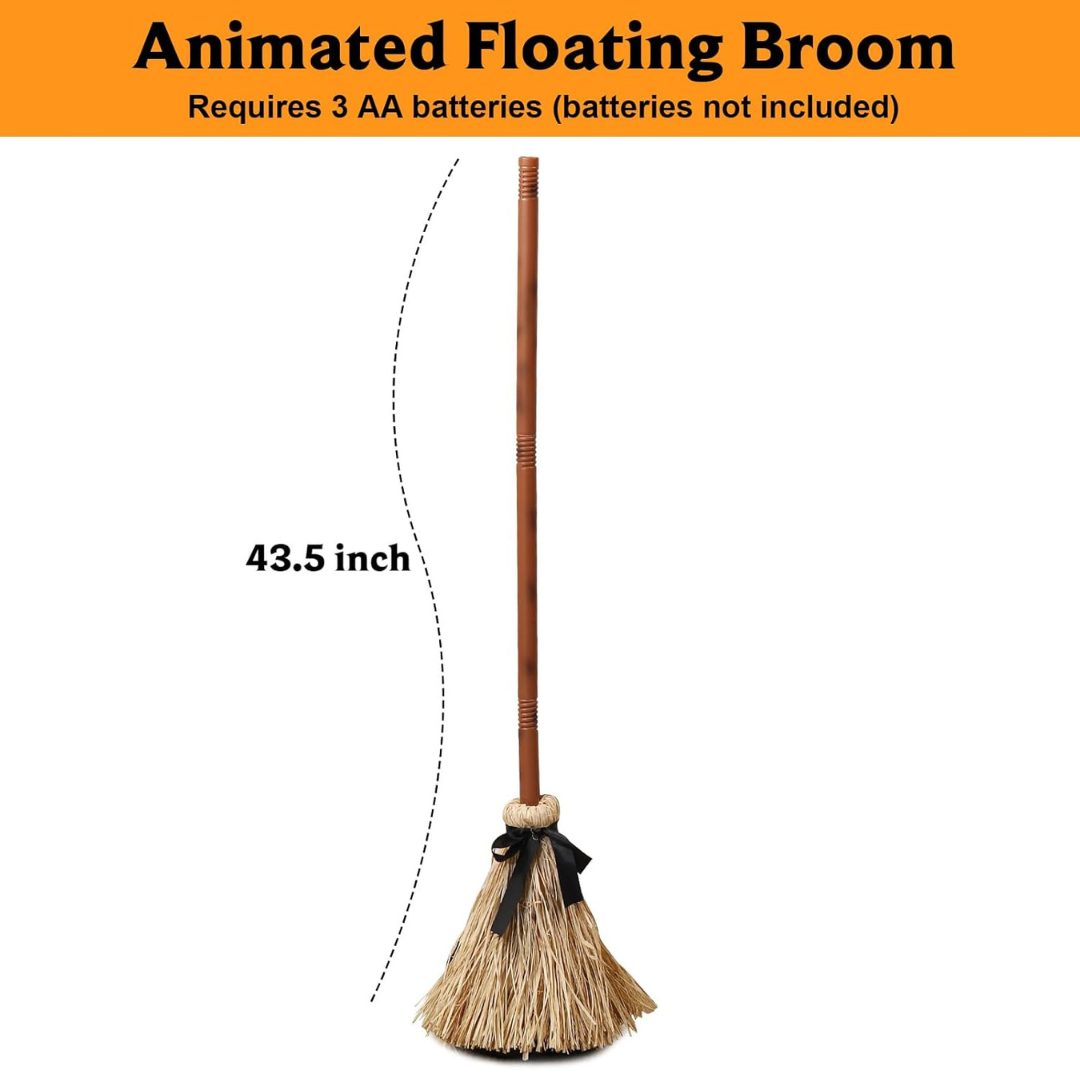 Tall Animated Floating Witch's Broom