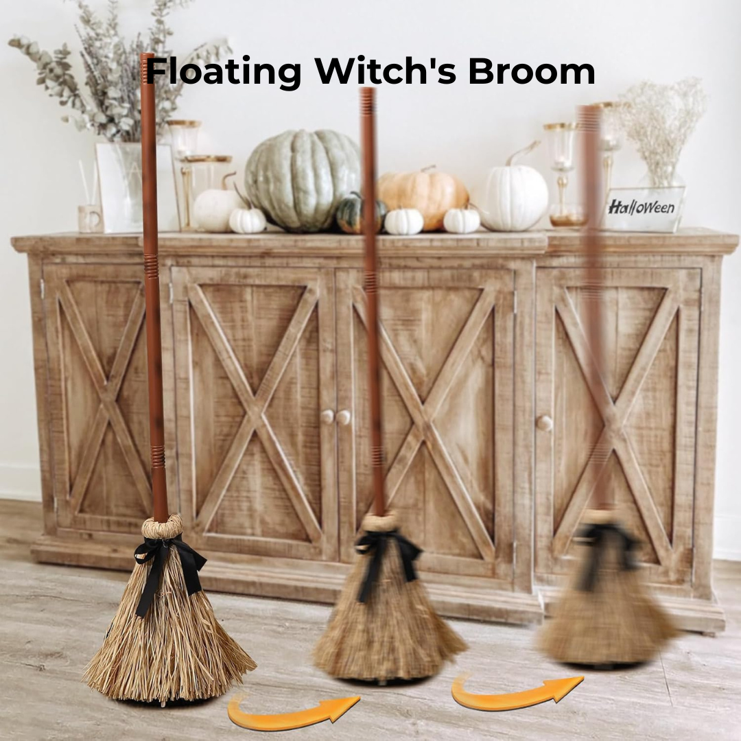 Tall Animated Floating Witch's Broom