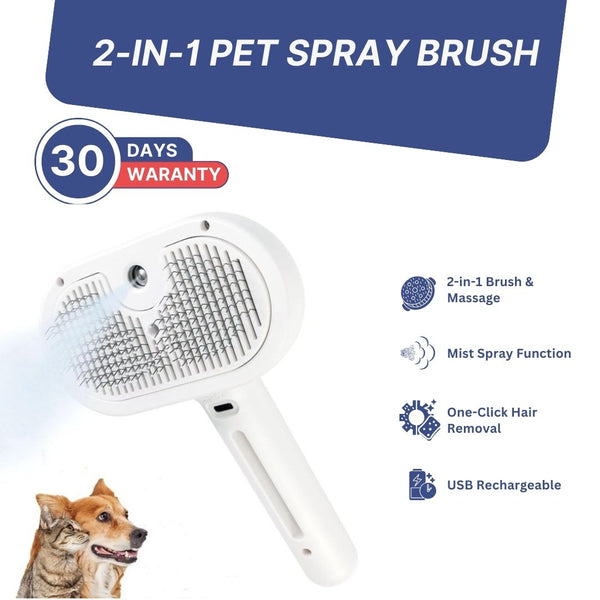 2-in-1 Pet Massage Brush with Spray Mode