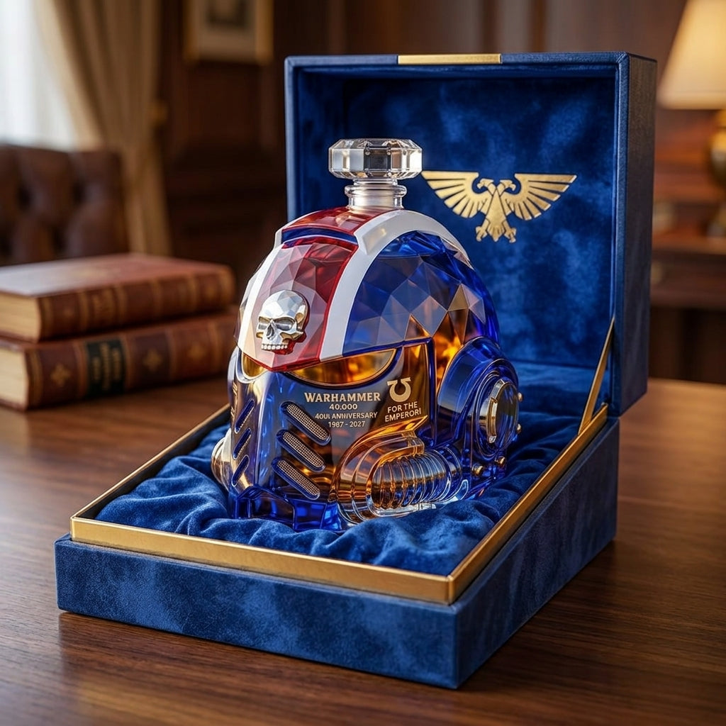 ⚔️ Warhammer 40,000 Inspired Space Marine Helmet Whiskey Bottle