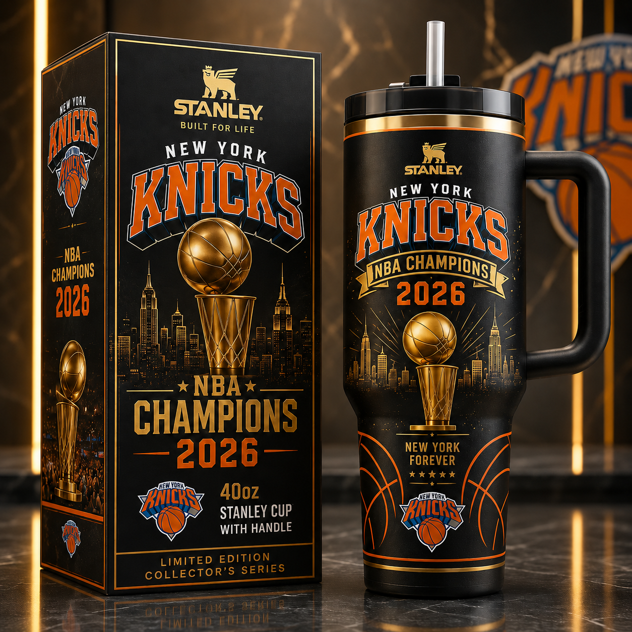 New York Knicks Finals Champions 2026 Tumbler Cup with Handle