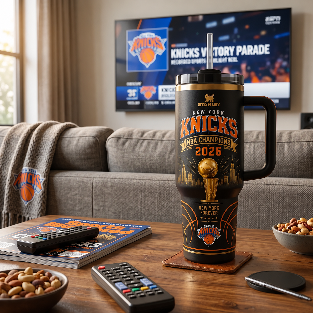 New York Knicks Finals Champions 2026 Tumbler Cup with Handle