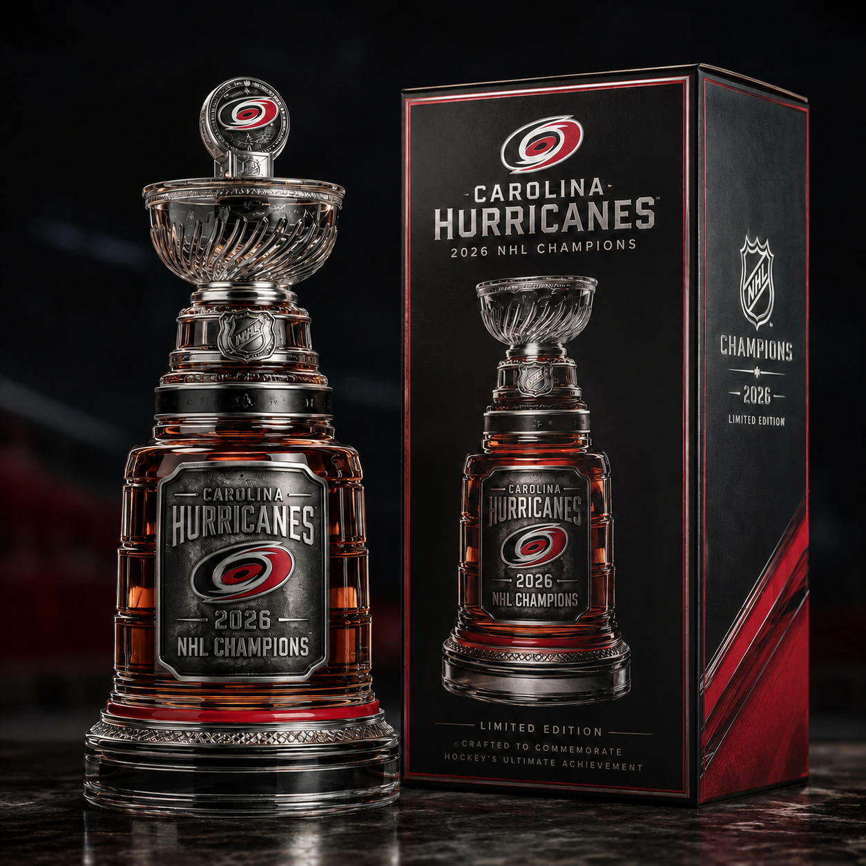 Carolina Hurricanes 2026 Champions Stanley Cup Final Shaped Decanter