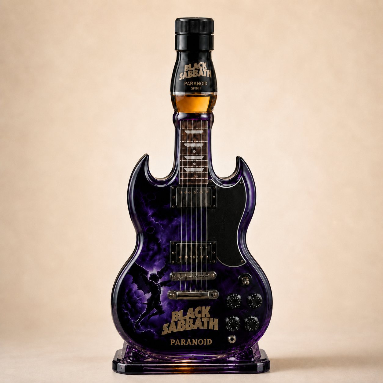 Black Sabbath Paranoid Guitar-Shaped Collectible Bottle