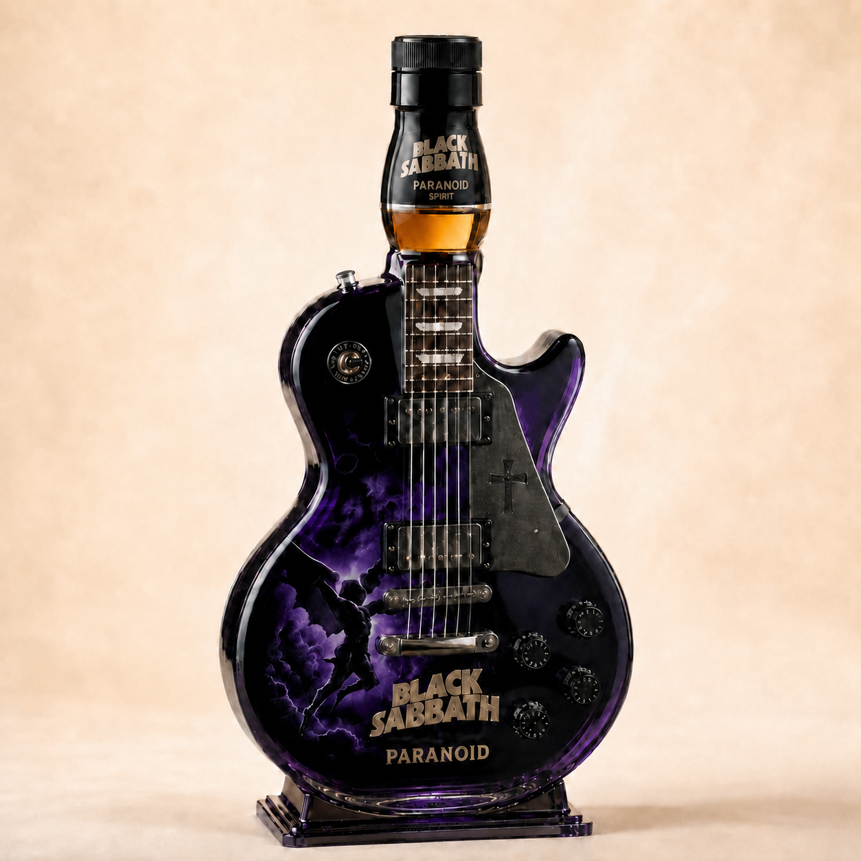 Black Sabbath Paranoid Guitar-Shaped Collectible Bottle