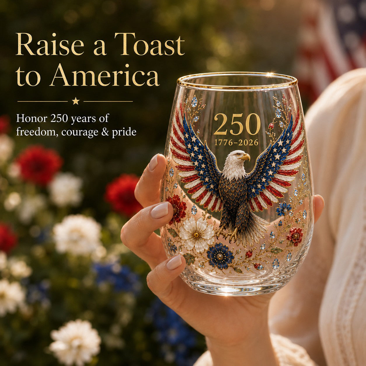 America 250 Eagle Glass Tumbler — detail view 2