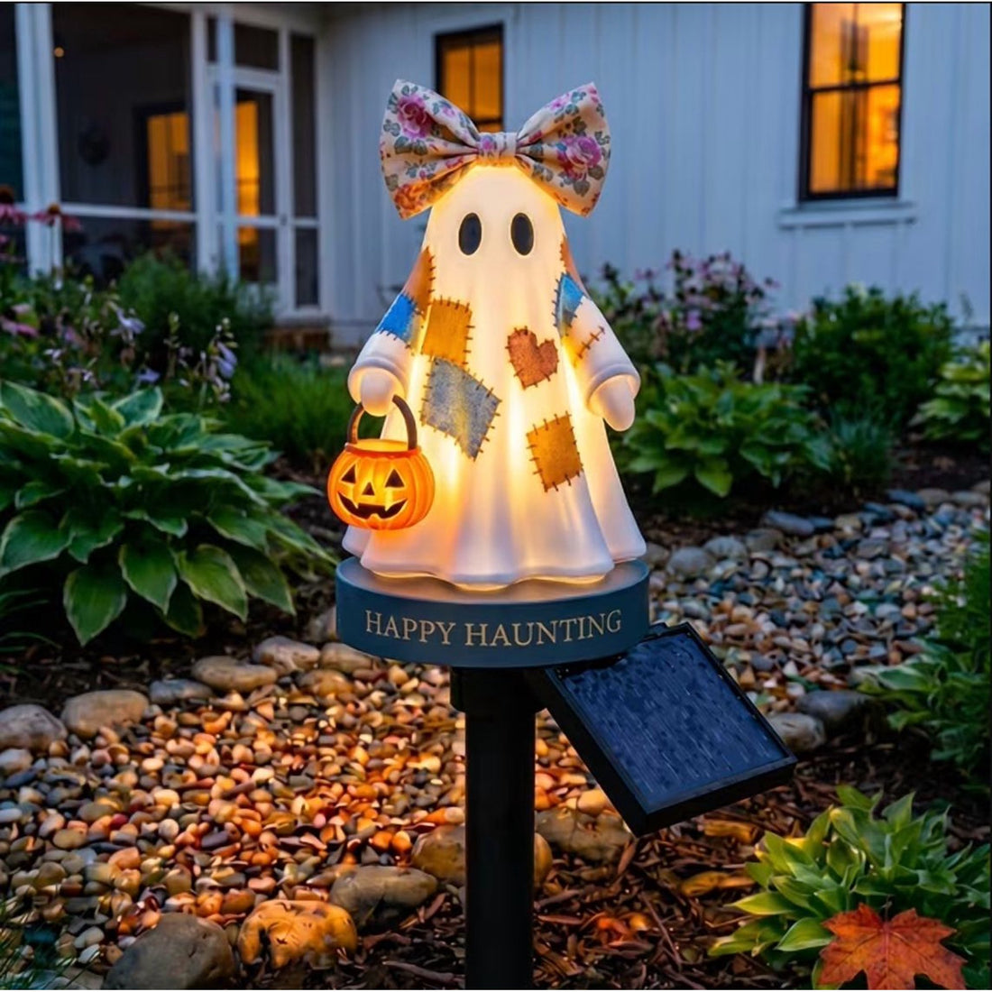 Happy Haunting Ghost Solar Garden Stake Light 👻