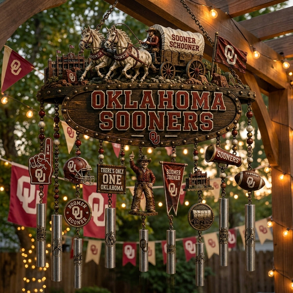 Oklahoma Sooners Inspired Decorative Wind Chime