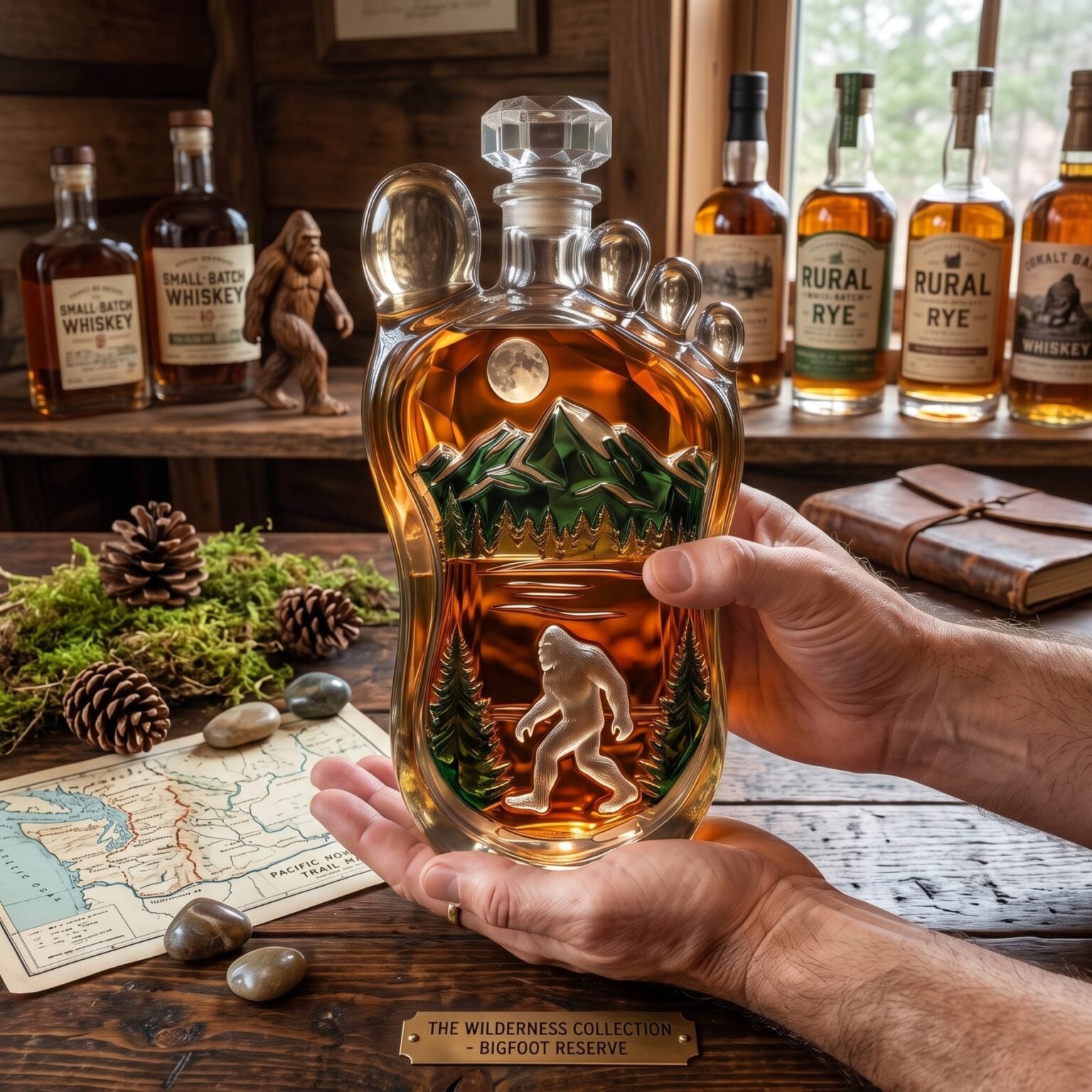 👣 Bigfoot Wilderness Foot-shaped Whiskey Bottle