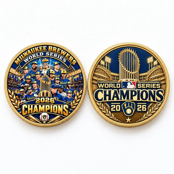 Milwaukee Brewers 2026 World Series Champions Challenge Coin – First Title Commemorative Gold Coin - front view