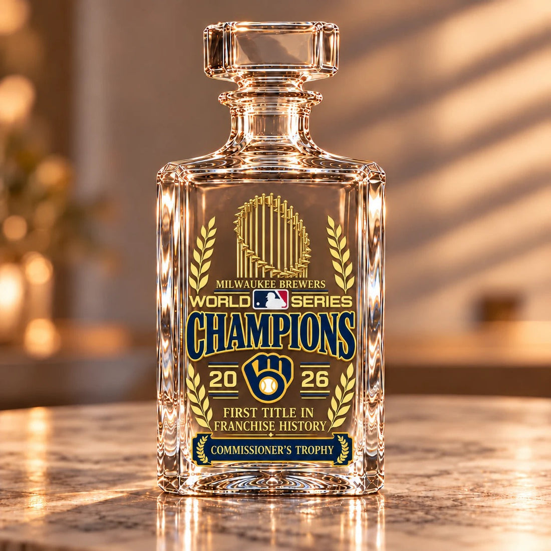 Milwaukee Brewers 2026 World Series Champions Collectible Decanter – First Title in Franchise History - front view