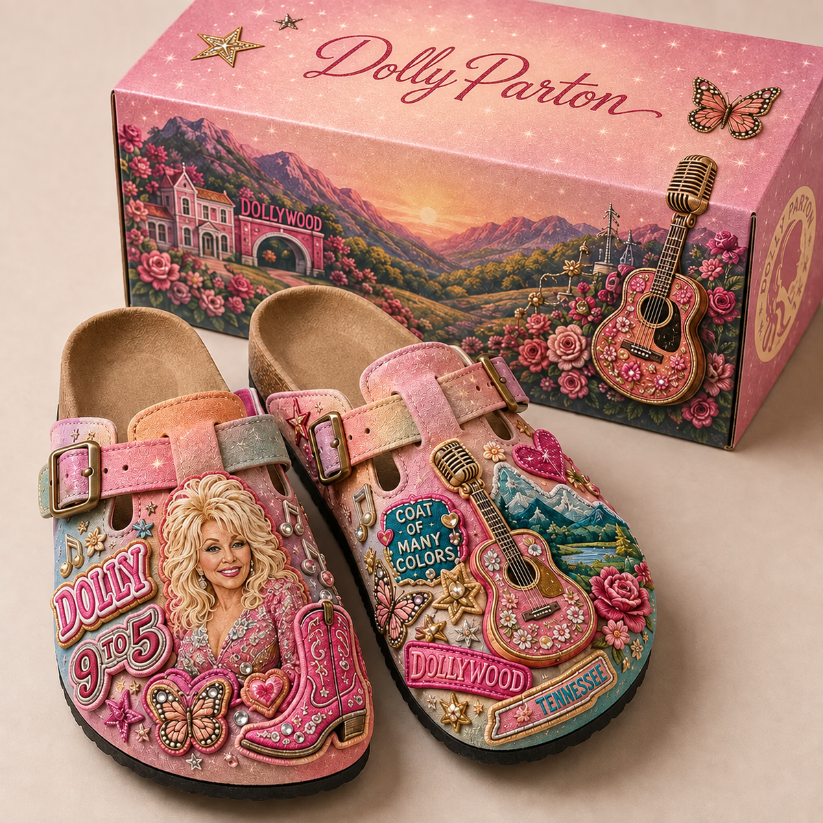 Dolly Parton Country Music Inspired Suede Clogs
