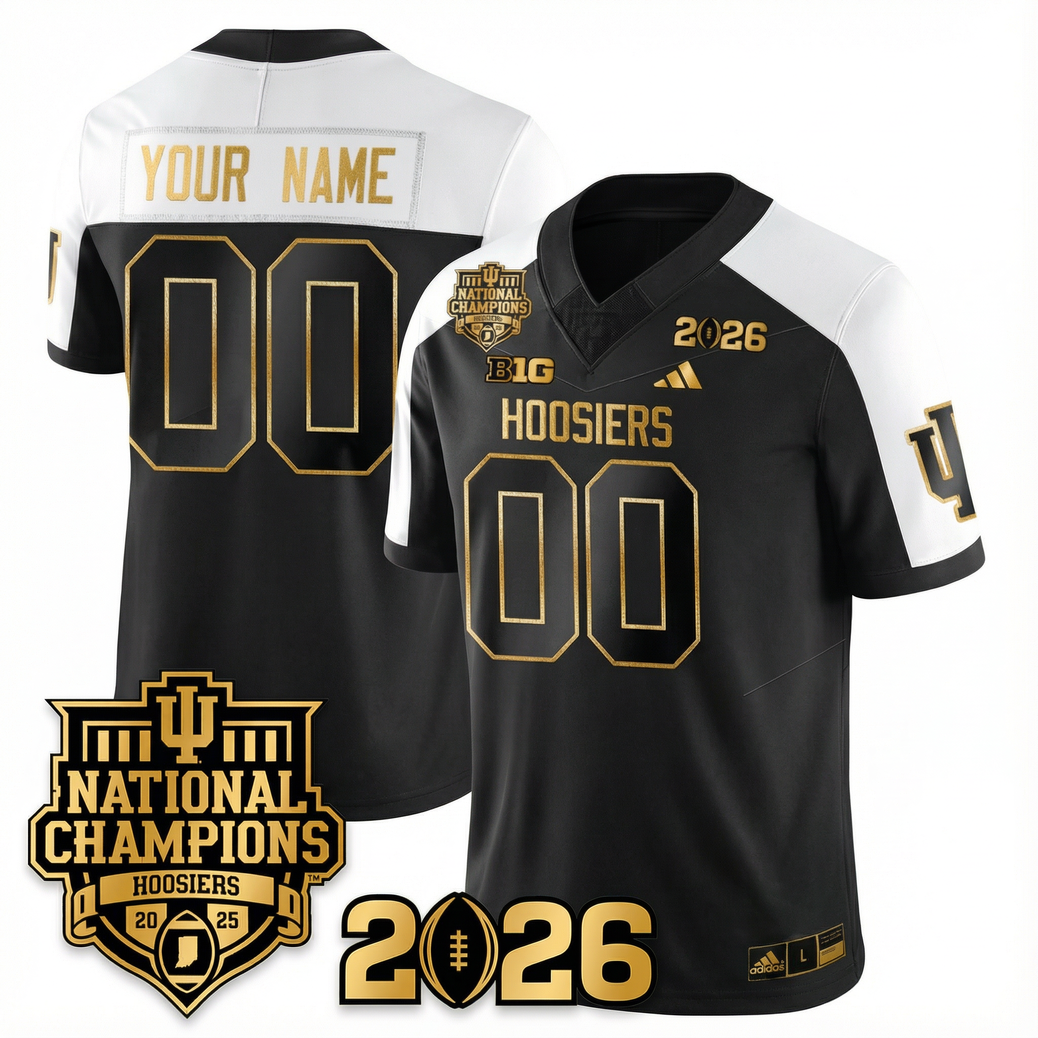 Indiana College Football Gold Edition Jersey - 2026 CFP vs National Champions Patch