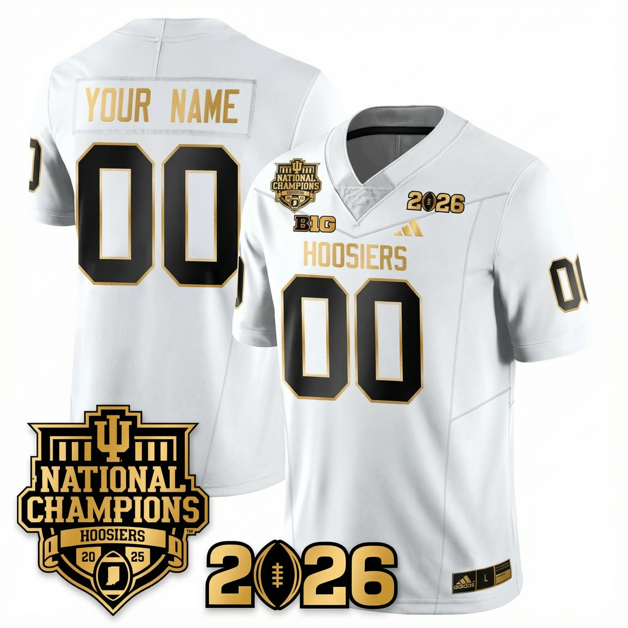 Indiana College Football Gold Edition Jersey - 2026 CFP vs National Champions Patch