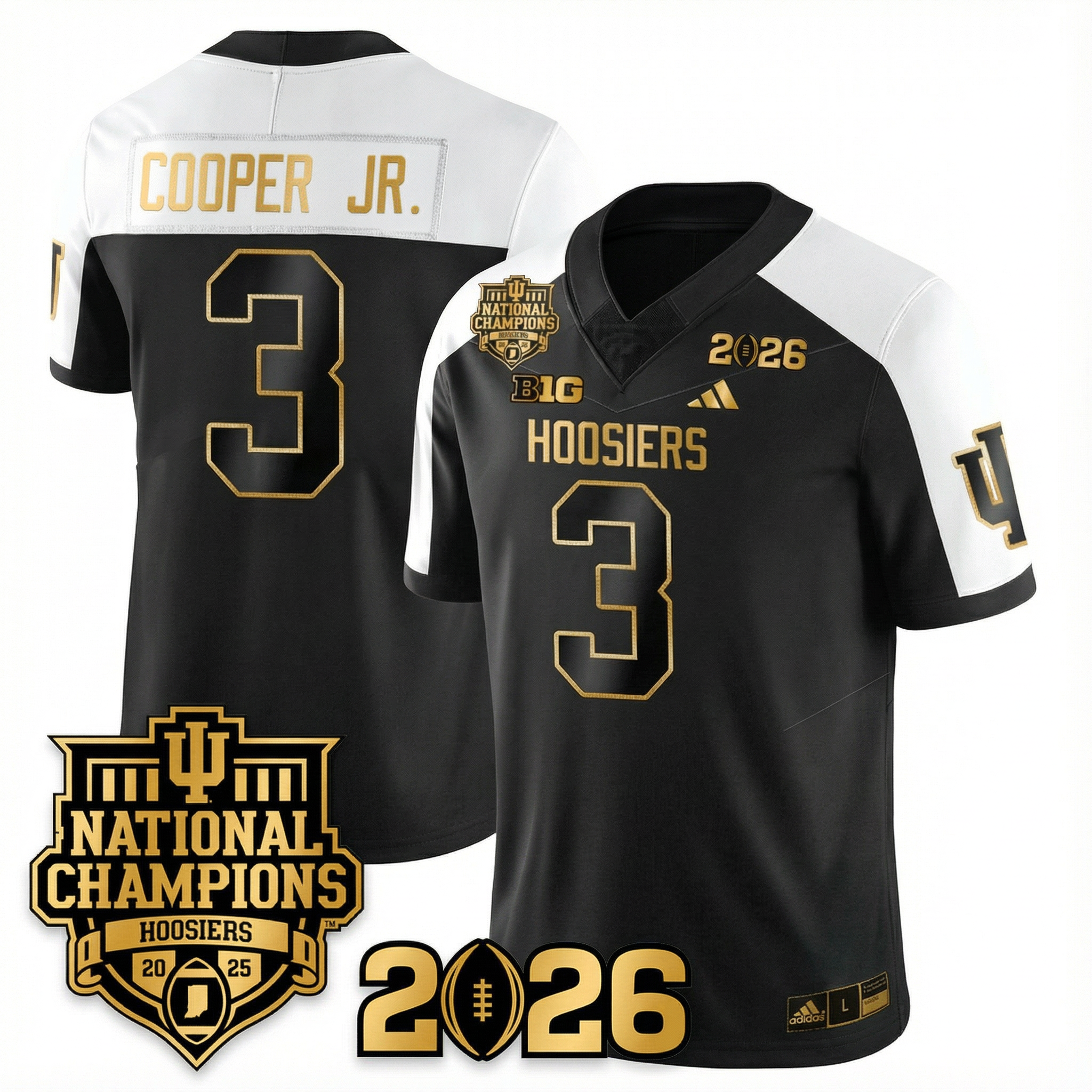Indiana College Football Gold Edition Jersey - 2026 CFP vs National Champions Patch