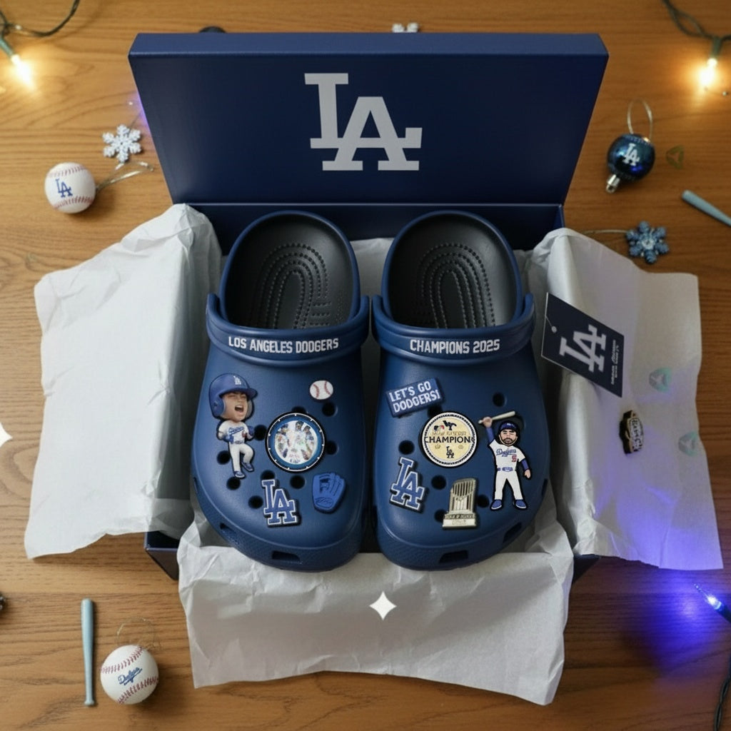 LA Dodgers 2025 World Series Champions Crocs With Charms