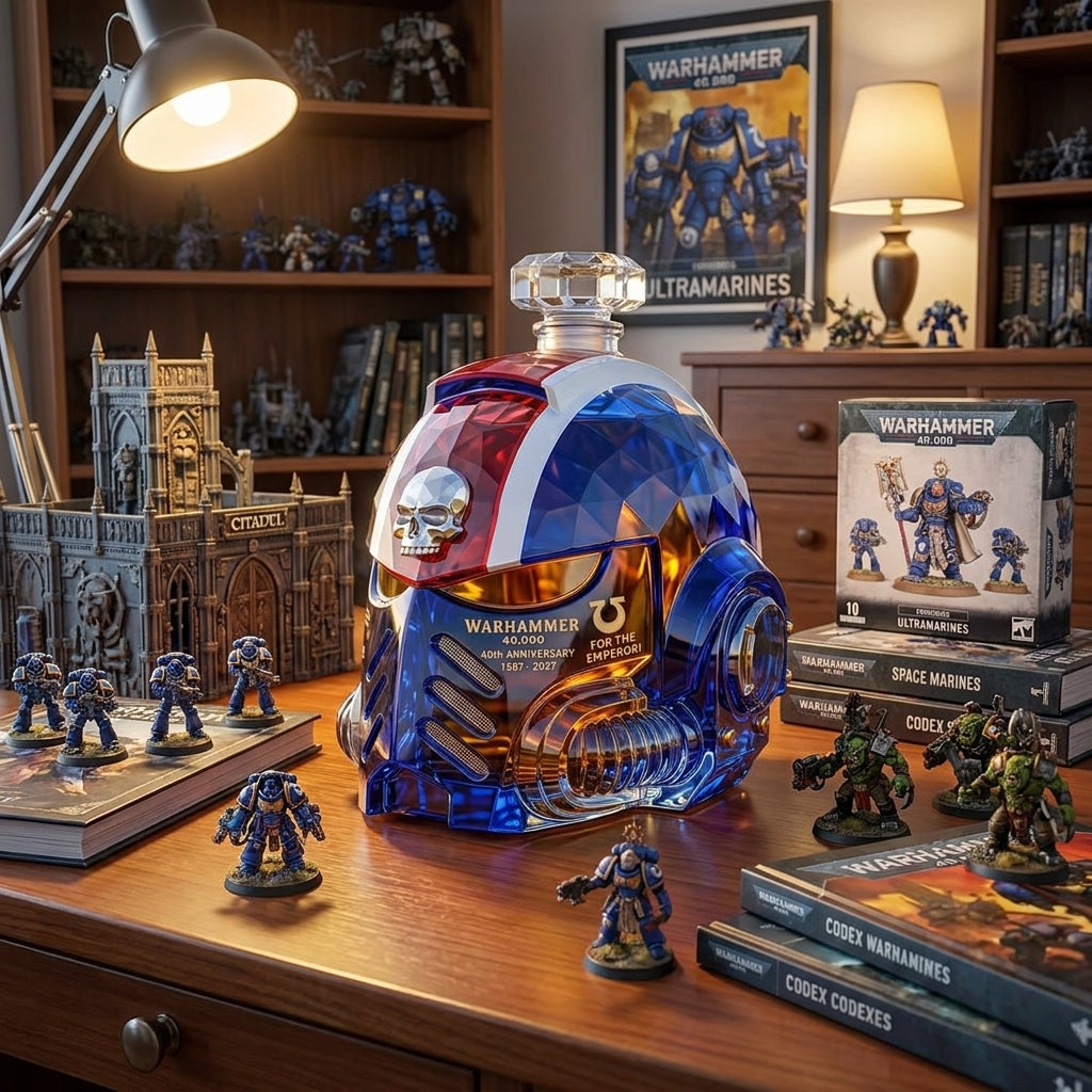 ⚔️ Warhammer 40,000 Inspired Space Marine Helmet Whiskey Bottle